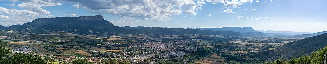 Panorámica de Jaca desde el mirador de Jaca y Peña Oroel
